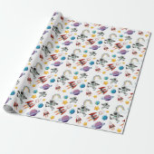 Ruimte Inpakpapier, Astronaut Cadeauverpakking Cadeaupapier (Uitgerold)