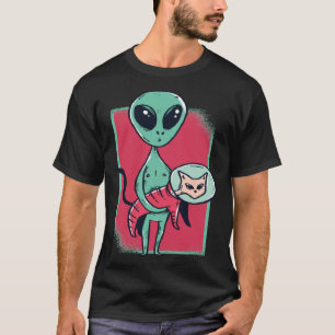 Ruimte kat buitenaardse helmplaneten ufo t-shirt