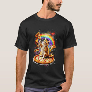 Ruimte Kat Pizza Regenboog Kat Buitenste Melkweg K T-shirt