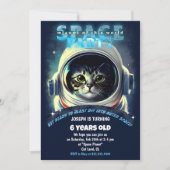 Ruimte-kat Theme Birthday Party Kaart (Voorkant)