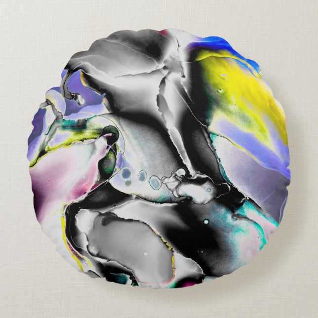 Ruimte. Klein-witte achtergrond. Rooklaat-Afbeeldi Rond Kussen (Voorkant)