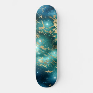 Ruimte Marmer Zwart Groen Sterrennacht Goud Skateboard