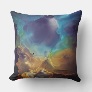 Ruimte nevel blauw geel Alcohol inkt kunst Buitenkussen