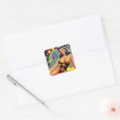 ruimte Pin-up Vierkante Sticker (Envelop)