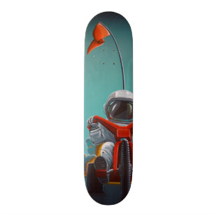 Ruimte Raceauto - astronaut op een groot wiel Skateboard