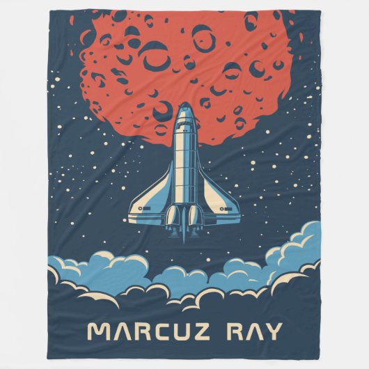 Ruimte-Rocket naar Red Planet, aangepaste tapes vo Fleece Deken (Voorkant)