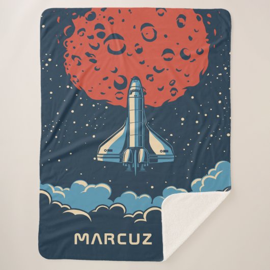 Ruimte-Rocket naar Red Planet, aangepaste tapes vo Sherpa Deken (Voorkant)