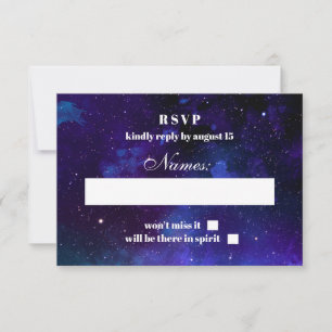 Ruimte rvp. Nachtsterren. Marine moderne bruiloft RSVP Kaartje