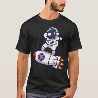 Ruimte-Schattigee astronaut met raket T-shirt