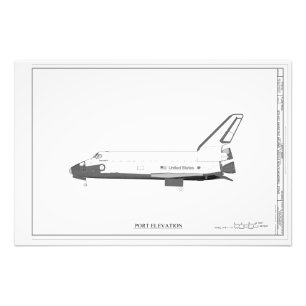  ruimte-Shuttle Concept Technical Drawing Po Foto Afdruk