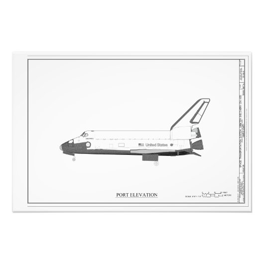  ruimte-Shuttle Concept Technical Drawing Po Foto Afdruk (Voorkant)