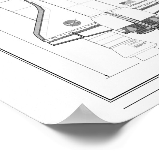  ruimte-shuttlebehuizing Technische tekening Poster (Hoek)