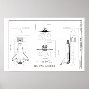 ruimte-shuttlebehuizing Technische tekening Poster