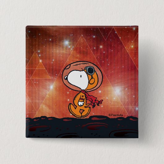 RUIMTE | Snoopy Geometric Moon Walk Vierkante Button 5,1 Cm (Voorkant)
