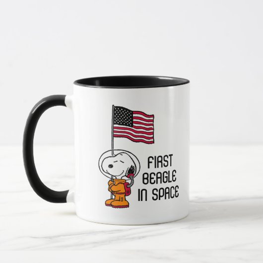 RUIMTE | Snoopy met vlagastronaut Mok (Links)