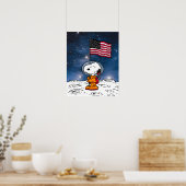 RUIMTE | Snoopy met vlagastronaut Poster (Keuken)