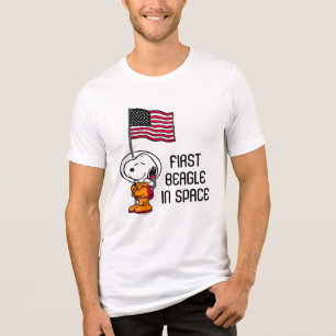 RUIMTE Snoopy met vlagastronaut Tri-Blend Shirt