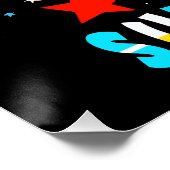 Ruimte Surf met Santa in Cosmic Adventure Design Perfect Poster (Hoek)