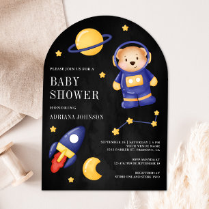 Ruimte Teddybeer Astronaut Zwart Baby Borrel Kaart