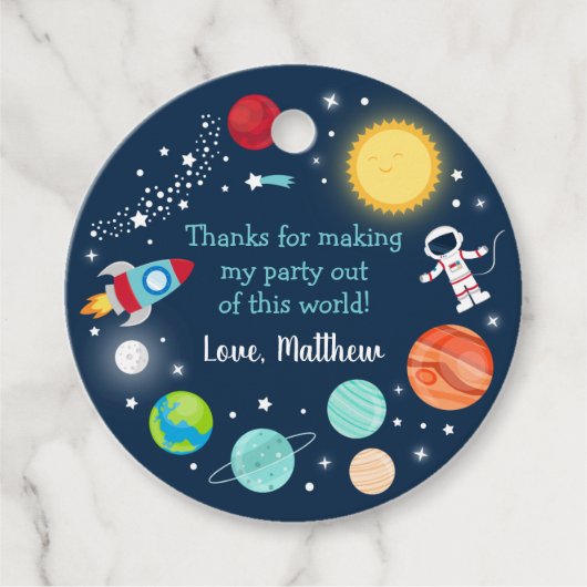 Ruimte uit deze wereld verjaardag bedankjes labels