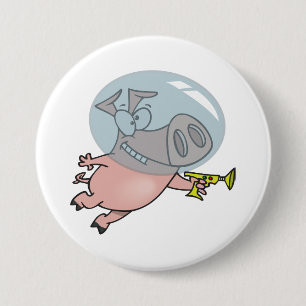 Ruimte varken met straalpistool Grappige astronaut Ronde Button 7,6 Cm