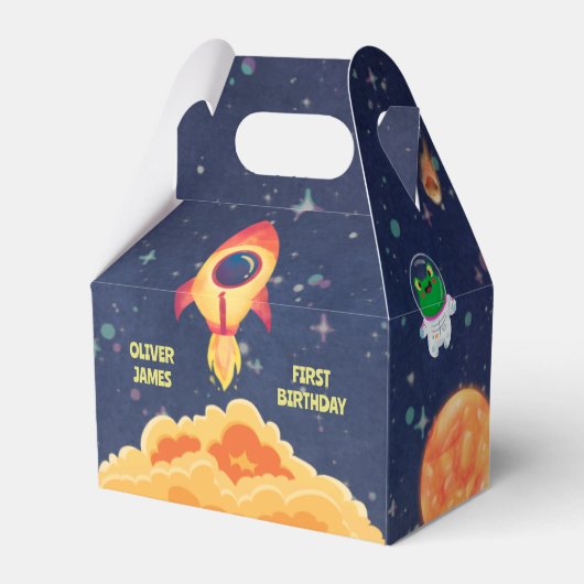 Ruimte verjaardag geschenkdoos, ruimte verjaardag bedankdoosjes (Achterkant)