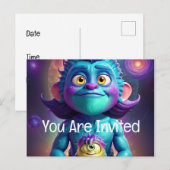 Ruimte voor Alien & Friend Uitnodiging Briefkaart (Voorkant / Achterkant)