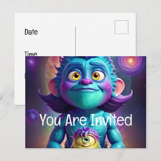 Ruimte voor Alien & Friend Uitnodiging Briefkaart (Voorkant / Achterkant)