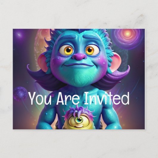 Ruimte voor Alien & Friend Uitnodiging Briefkaart (Voorkant)