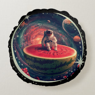 Ruimte Watermeloen Astronaut Rond Kussen