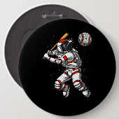 Ruimteasstronaut Baseball Player Cosmic Planet Ronde Button 6,0 Cm (Voorkant /achterkant)
