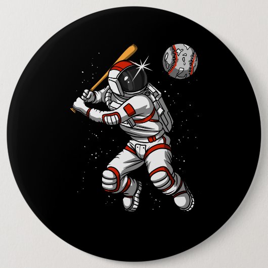 Ruimteasstronaut Baseball Player Cosmic Planet Ronde Button 6,0 Cm (Voorkant)
