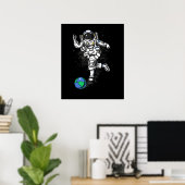 Ruimteastronaut Cosmic Bowling Planet Earth Poster (Thuiskantoor)