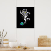 Ruimteastronaut Cosmic Bowling Planet Earth Poster (Keuken)
