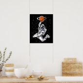 Ruimteastronaut die basketbal speelt poster (Keuken)