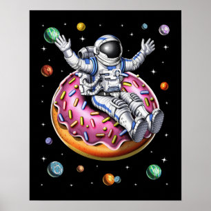 Ruimteastronaut Riding Donut Poster