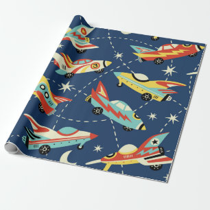 ruimteauto's naadloos patroon op dar cadeaupapier