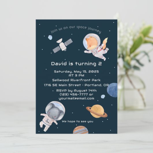 Ruimteavontuur: Planeten en dieren Astronauten Kaart (Staand voorkant)