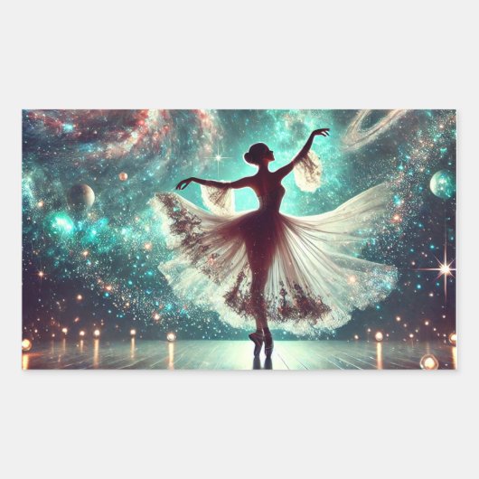 Ruimteballerina Rechthoekige Sticker (Voorkant)