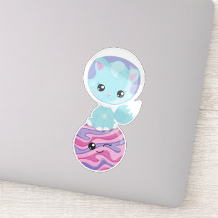 Ruimtecat, Cute Cat, Astronaut, Cosmonaut, Planet Sticker