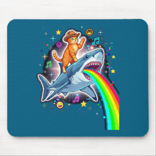 Ruimtecowboy Kat Ridder Haai Regenboog Xel Kunst Muismat