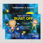 Ruimtedier astronauten raket schip sterrenstelsel  kaart (Voorkant / Achterkant)