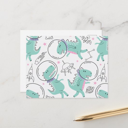 Ruimtedinosaurussen, Schattigee dinosaurussen, rui Briefkaart (Voorkant / Achterkant in situ)