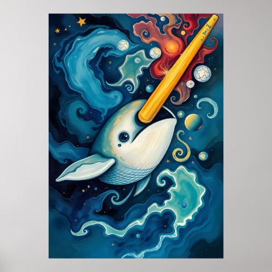 Ruimtedwalvis Kosmische Fantasie Kunst Poster (Voorkant)