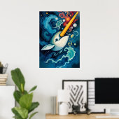 Ruimtedwalvis Kosmische Fantasie Kunst Poster (Thuiskantoor)