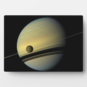 Ruimtefoto van Saturnus & Titan Cassini Fotoplaat