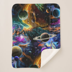 Ruimtegalaxy Nebula, planeten, kleine Sherpa Blank Deken