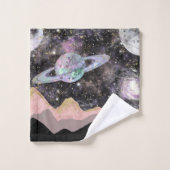 Ruimtegebergte Gold Starry Sky Galaxy Planets Bad Handdoek (Wasdoekje)