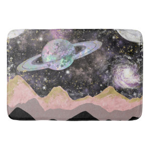 Ruimtegebergte Gold Starry Sky Galaxy Planets Badmat