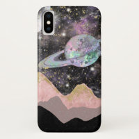 Ruimtegebergte Gold Starry Sky Galaxy Planets
